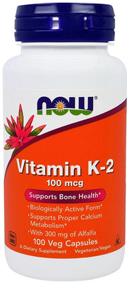 NOW Foods Vitamīns K-2, 100 µg – 100 kapsulas