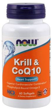 NOW Foods krilis ir kofermentas Q10 – 60 kapsulu.