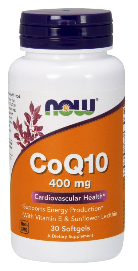 Produkto nuotrauka: NOW Foods CoQ10 with Vitamin E & Sunflower Lecithin, 400mg - 30 minkštųjų kapsulių