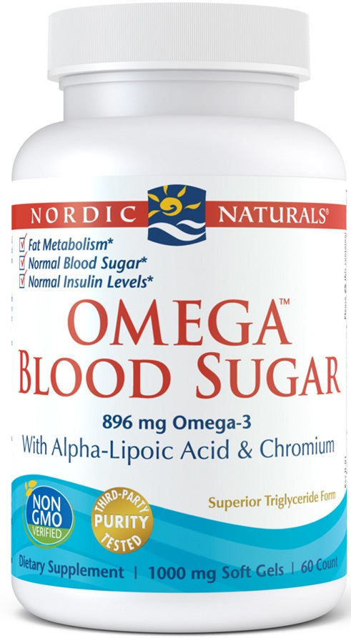 Nordic Naturals Omega asins cukura līmenis, 896 mg – 60 kapsulas