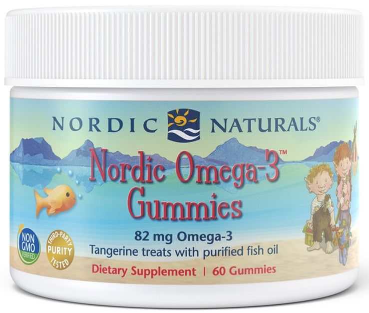 Nordic Naturals Nordic Omega-3 gumijkas, 82 mg mandarīnu našķi – 60 gumijkas