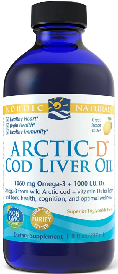 Nordic Naturals Arctic - D mencu aknu eļļa, citronu garša – 237 ml.