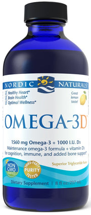 Nordic Naturals Omega - 3D, 1560 mg, ar citronu garšu – 237 ml.