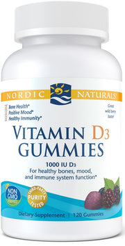 Nordic Naturals D3 vitamīna gumijkonfektes, 1000 IU meža ogu – 120 gumijkonfektes