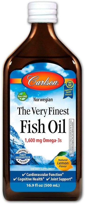 Carlson Labs augstākās kvalitātes zivju eļļa, dabīgs citrons – 500 ml.