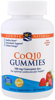 Nordic Naturals CoQ10 gumijas, 100 mg ar zemeņu garšu – 60 gumijas konfektes
