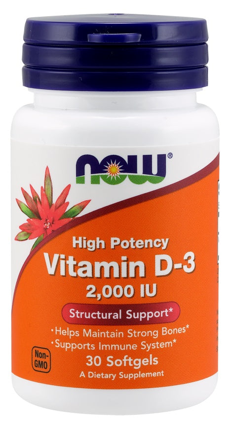 NOW Foods D-3 vitamīns, 2000 IU – 30 kapsulas