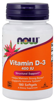NOW Foods D-3 vitamīns, 400 SV – 180 kapsulas