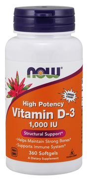 NOW Foods D-3 vitamīns, 1000 SV – 360 kapsulas