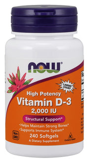 NOW Foods D-3 vitamīns, 2000 IU – 240 kapsulas
