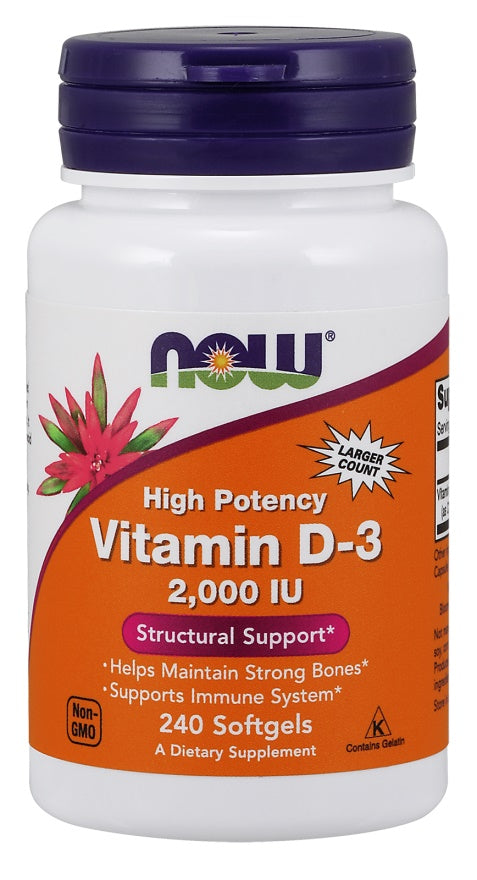NOW Foods D-3 vitamīns, 2000 IU – 240 kapsulas