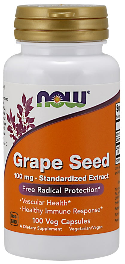 NOW Foods vīnogu sēklu standartizēts ekstrakts, 100 mg – 100 kapsulas