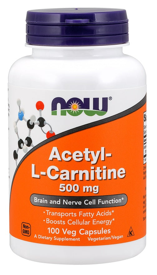 NOW Foods Acetil-L-karnitīns, 500 mg - 100 kapsulas