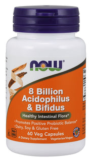 NOW Foods 8 miljardi acidophilus un bifidus – 60 kapsulas