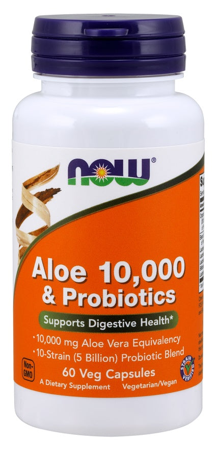NOW Foods Aloe 10 000 un Probiotikas – 60 kapsulas