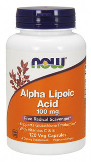 NOW Foods alfa-liposkābe ar C un E vitamīnu, 100 mg – 120 kapsulas