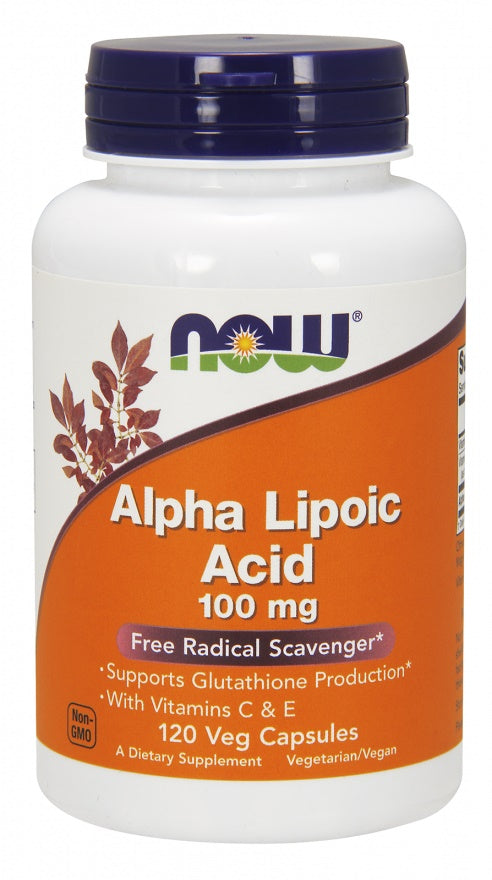 NOW Foods alfa-liposkābe ar C un E vitamīnu, 100 mg – 120 kapsulas