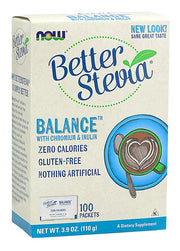 NOW Foods Better Stevia Balance ar hromu un inulīnu – 100 paciņas