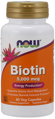 NOW Foods biotīns, 5000 mcg – 60 kapsulas