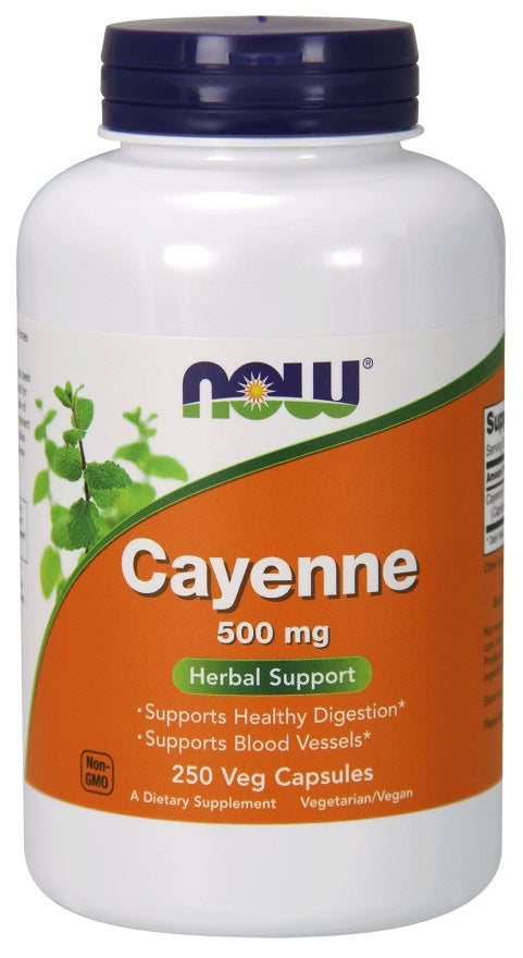 NOW Foods Kajennas pipari, 500 mg – 250 kapsulas