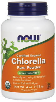 NOW Foods hlorella, tīrs pulveris – 113 g