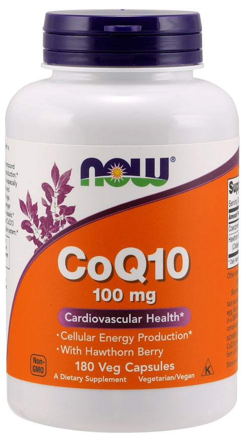 NOW Foods Q10 ar vilkābeļu ogām, 100 mg – 180 kapsulas