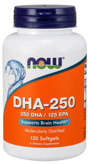 NOW Foods DHA - 250, 250 DHA / 125 EPA - 120 želejas kapsulas