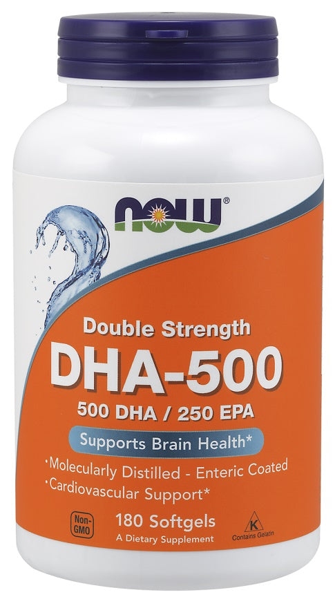NOW Foods DHA-500, 500 DHA / 250 EPA – 180 želejas kapsulas