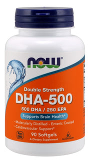 NOW Foods DHA-500, 500 DHA / 250 EPA - 90 želejas kapsulas