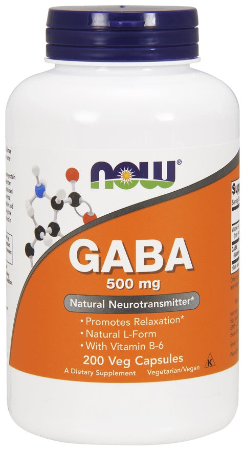 Produkto nuotrauka: NOW Foods GABA with Vitamin B6, 500mg - 200 kapsulių