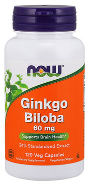 Produkto nuotrauka: NOW Foods Ginkgo Biloba, 60mg - 120 kapsulių