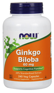 Produkto nuotrauka: NOW Foods Ginkgo Biloba, 60mg - 240 kapsulių