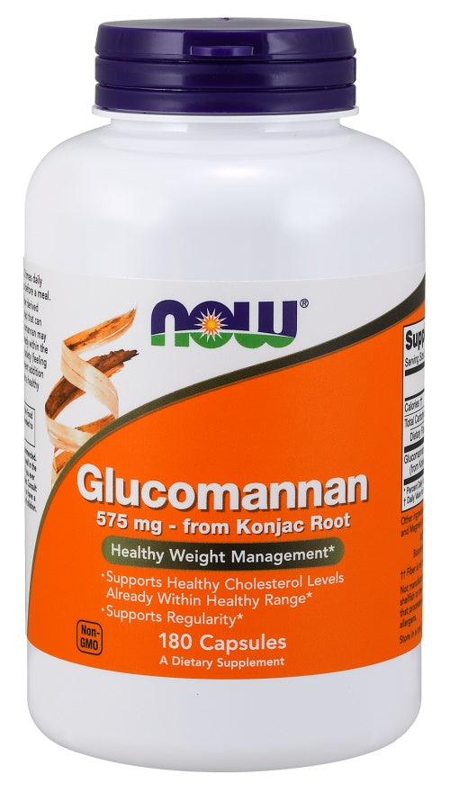 NOW Foods glikomannāns no konjaka saknes, 575 mg – 180 kapsulas