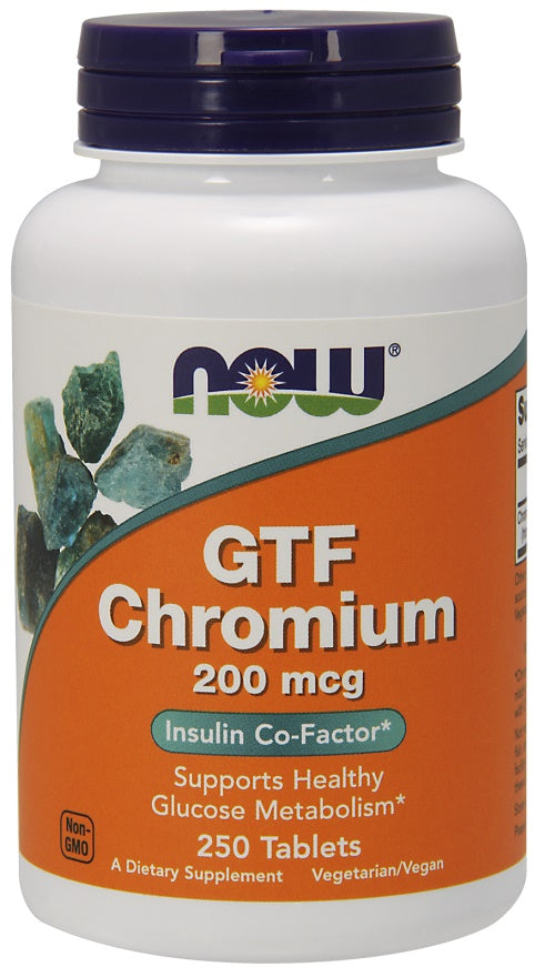 NOW Foods GTF Hroms, 200 mcg – 250 tabletes
