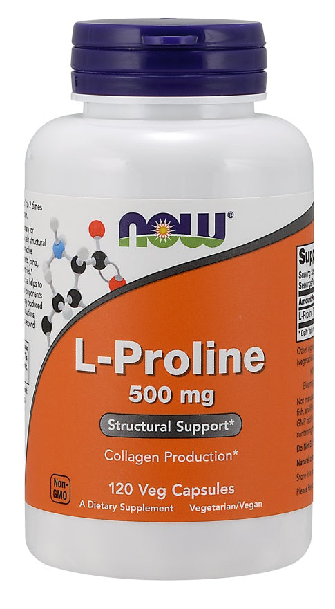 NOW Foods L-prolīns, 500 mg – 120 kapsulas