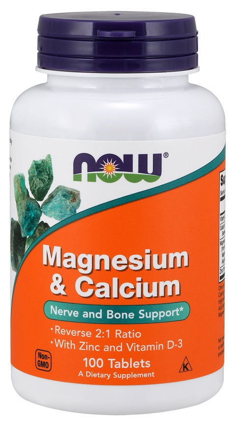 NOW Foods Magnijs un Kalcijs ar cinku un D3 vitamīnu - 100 tabletes