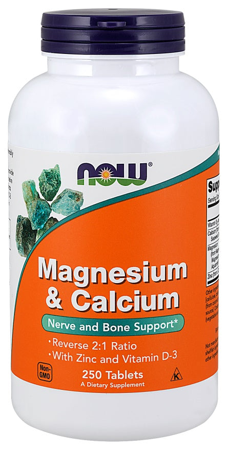 NOW Foods Magnijs un kalcijs ar cinku un D3 vitamīnu – 250 tabletes
