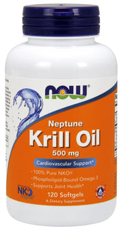 NOW Foods krila eļļa, 500 mg – 120 kapsulas