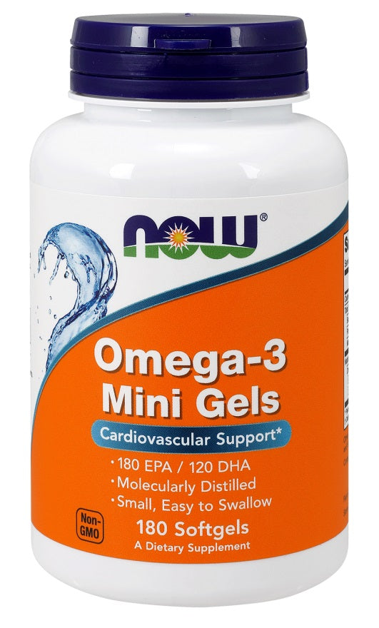 NOW Foods Omega-3 Mini želejas – 180 kapsulas