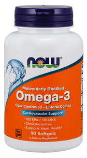 NOW Foods Omega-3 ar enterisko pārklājumu – 90 kapsulas