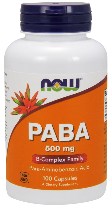 NOW Foods PABA, 500 mg – 100 kapsulas