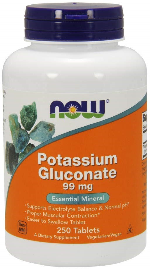 NOW Foods Kālija glikonāts, 99 mg – 250 tabletes
