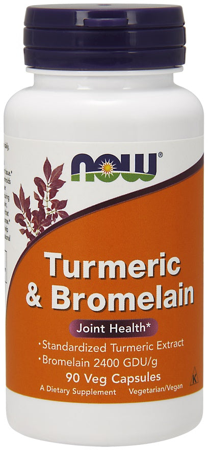 NOW Foods kurkuma un bromelaīns – 90 kapsulas