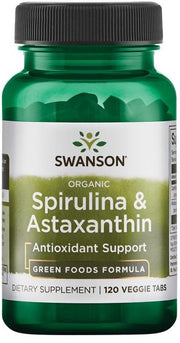 Swanson Spirulina & Astaxanthin – 120 veģetārās tabletes