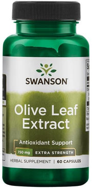 Swanson Olīvu lapu ekstrakts, 750 mg īpaši spēcīgs – 60 kapsulas