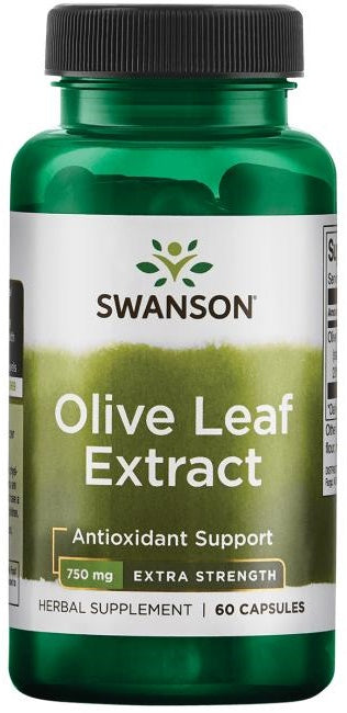 Swanson Olīvu lapu ekstrakts, 750 mg īpaši spēcīgs – 60 kapsulas