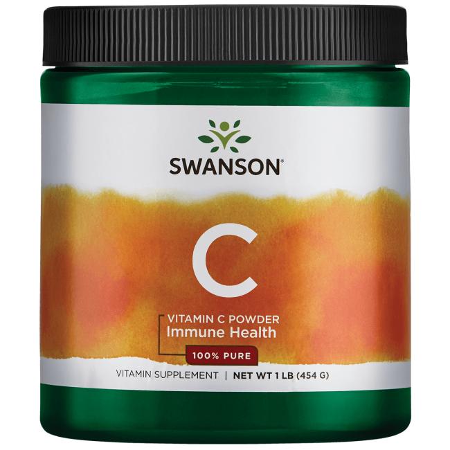 Swanson C vitamīna pulveris, 100% tīrība – 454 g