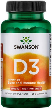 Swanson D-3 vitamīns, 1000 SV – 250 kapsulas