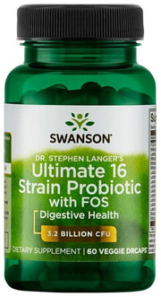 Swanson Dr. Stephen Langer's Ultimate 16 celmu probiotikas ar FOS, 3,2 miljardi KVV – 60 kapsulas