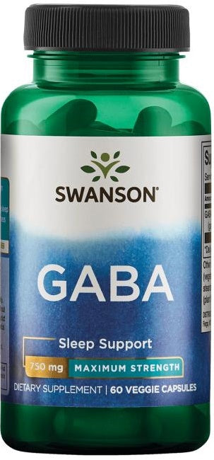 Swanson GABA, 750 mg maksimālā stipruma – 60 kapsulas